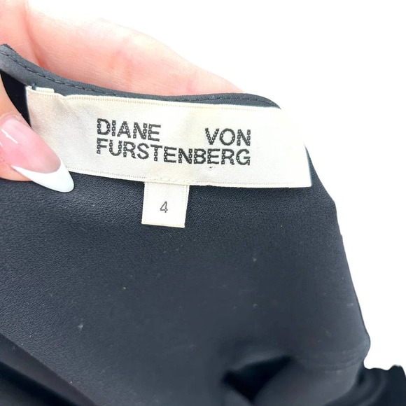 Diane von Furstenberg Augustine Velvet-trimmed Black Dress Size 4 - Picture 8 of 10